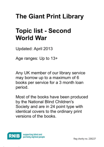 Topic list: World War 2 for younger readers in Giant Print (Word