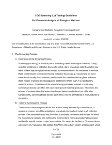 to Lot Screening - Micronutrient Initiative