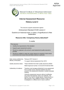 Level 2 History internal assessment resource