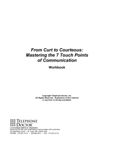 Curt to Courteous 7 Touch Points WORKBOOKS