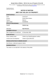 Form 65 - Notion of motion Writ for the levy of