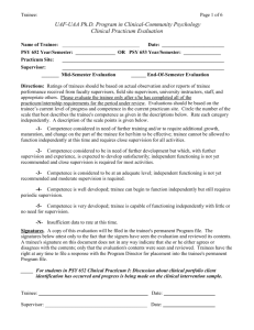 Practicum Evalaution Form - Ph.D. Program in Clinical