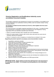 course accreditation document - Victorian Registration and