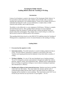 Guiding Beliefs about the Teaching of Writing