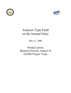 Account Code and Analysis Type Combinations for use in Journal
