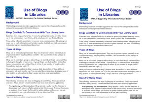 Use of Blogs in Libraries