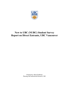 Vancouver Report on Direct Entrants, 2009