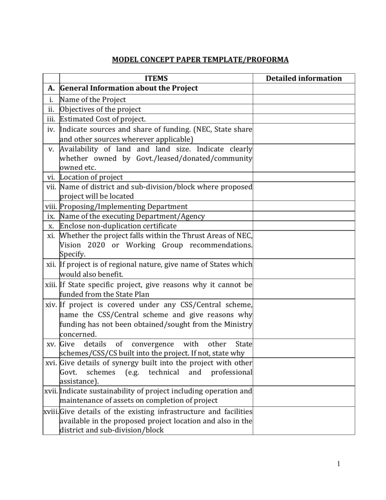 MODEL CONCEPT PAPER TEMPLATE/PROFORMA