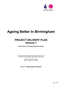 Ageing Better In Birmingham PROJECT DELIVERY PLAN Volume 1