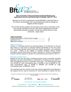 2011 artsVest Application Form for Ontario Municipalities
