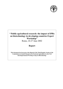 “ Public agricultural research: the impact of IPRs on biotechnology in