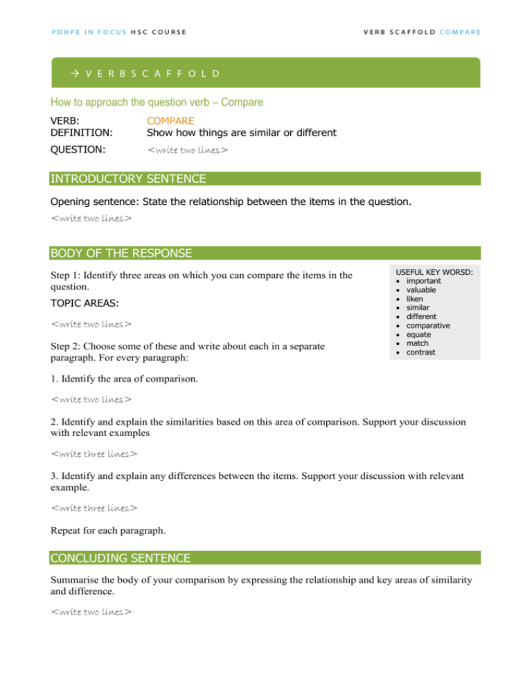 Compare Verb Scaffold