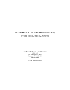 CLASSROOM SIGN LANGUAGE ASSESSMENT (CSLA)