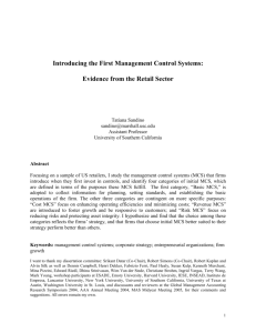 The Introduction of Management Control Systems in Growing Ventures