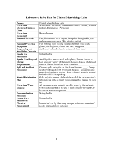 Clinical Chemistry Laboratory Safety Plan Cover Sheet