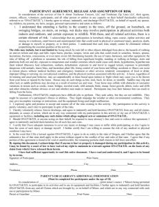 PARTICIPANT AGREEMENT, RELEASE AND ASSUMPTION OF RISK