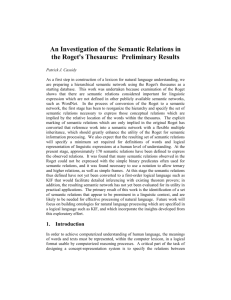 An Investigation of the Semantic Relations in the