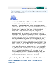 Study Evaluates Fluoride Intake and Risk of Fluorosis