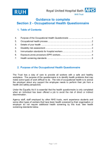 2. Purpose of the Occupational Health Questionnaire