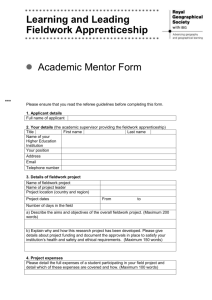 Learning and Leading Fieldwork Apprenticeship Academic Mentor
