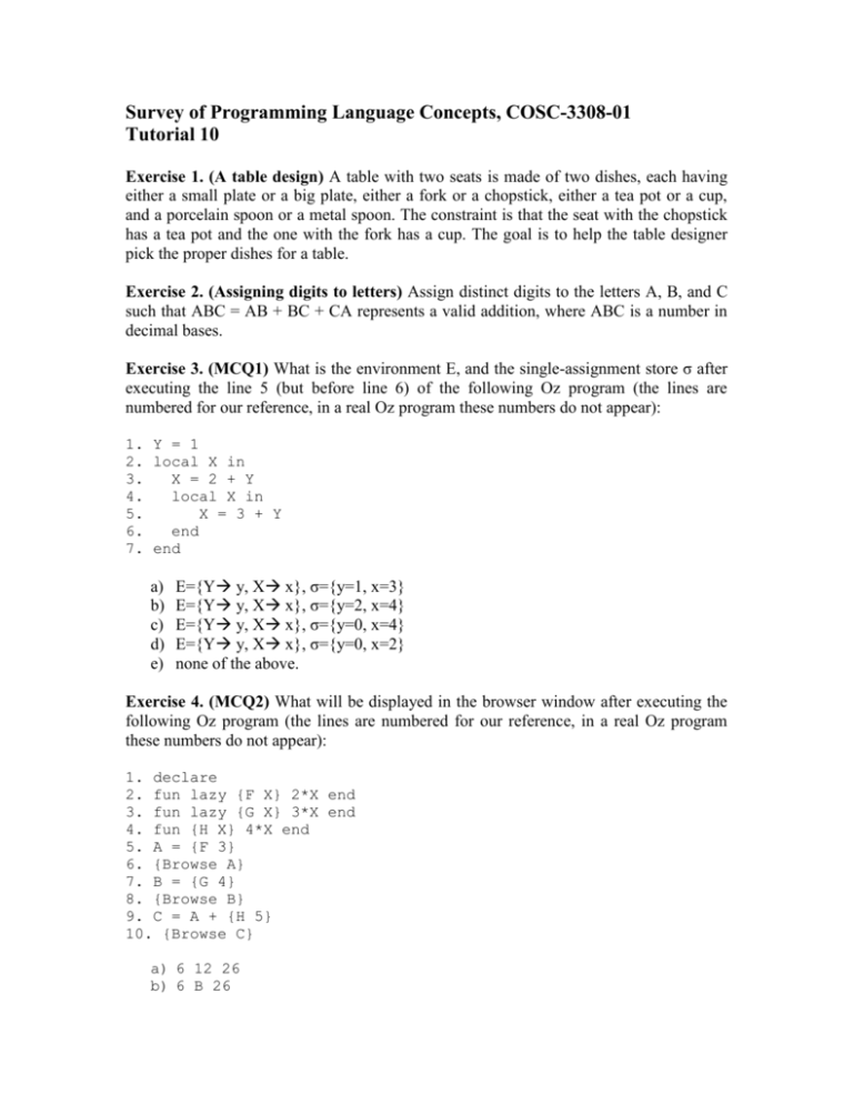 Programming Language Concepts Cs2104
