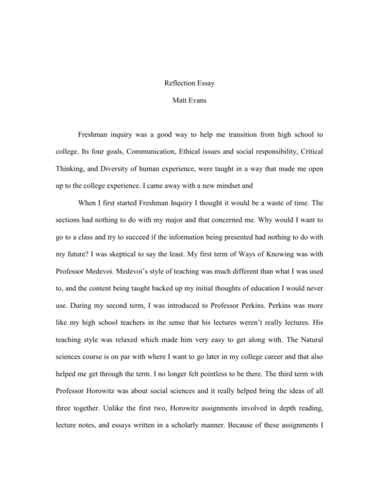 Reflection Essay Help Critical Reflection Essay