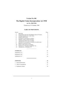 The Baptist Union Incorporation Act 1930