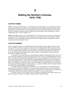 Chapter 3: Settling the Northern Colonies, 1619-1700