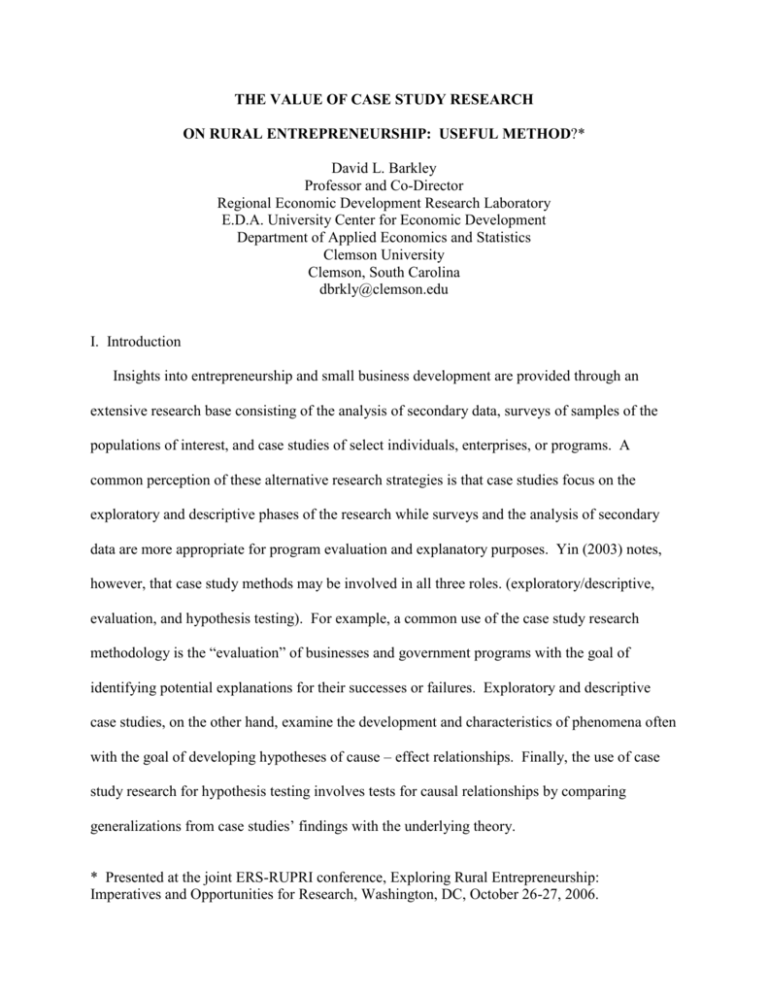 The Value Of Case Study Research Cle 