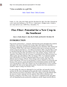Flax Fiber: Potential for a New Crop in the