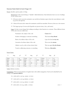 Grammar Study Guide for Latin I Stages 1-12