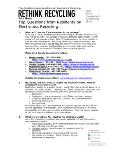 Top Questions from Residents on Electronics Recycling Fact Sheet
