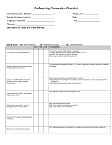 Co-Teaching Observation Checklist