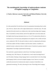 The metalinguistic knowledge of undergraduate students of English