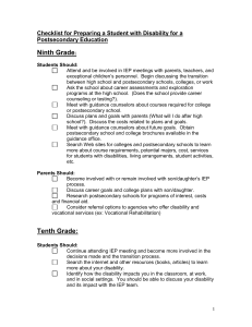 Checklist for Preparing a Student with Disability for a Postsecondary