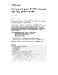 Firmware Support for PCI Express Hot-Plug and Windows