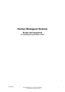 HUMAN BIOLOGICAL SCIENCE - School Curriculum and Standards
