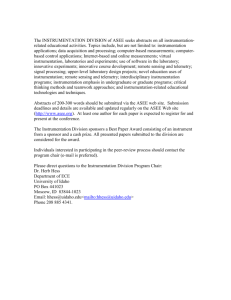 The INSTRUMENTATION DIVISION of ASEE seeks abstracts on all