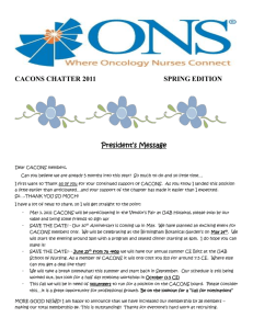 CACONS CHATTER 2011 SPRING EDITION President`s Message