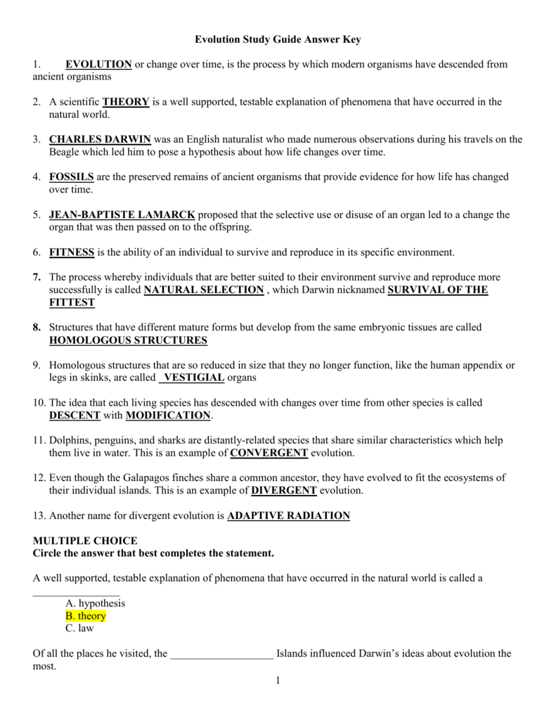 Evidence For Evolution Worksheet Answers