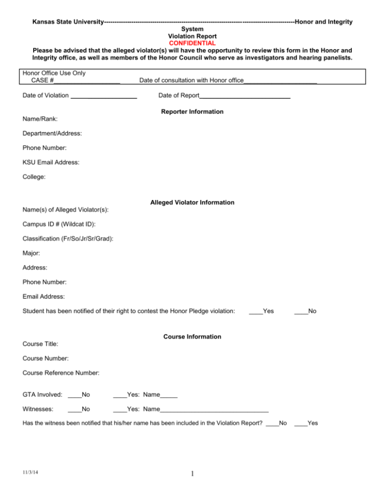 Safety Violation Report Form Fill Out And Sign Printa 8882