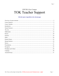 Course Structure and a possible set of Lesson Plans