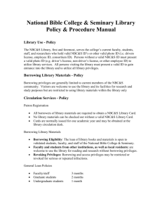 Library Policy & Procedure - National Bible College and Seminary