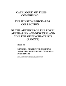 Royal Australian & New Zealand Cllege of Psychiatry Archives