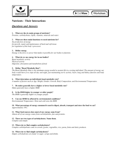 Nutrients Their Interactions - Answers - Worksheet - Biology