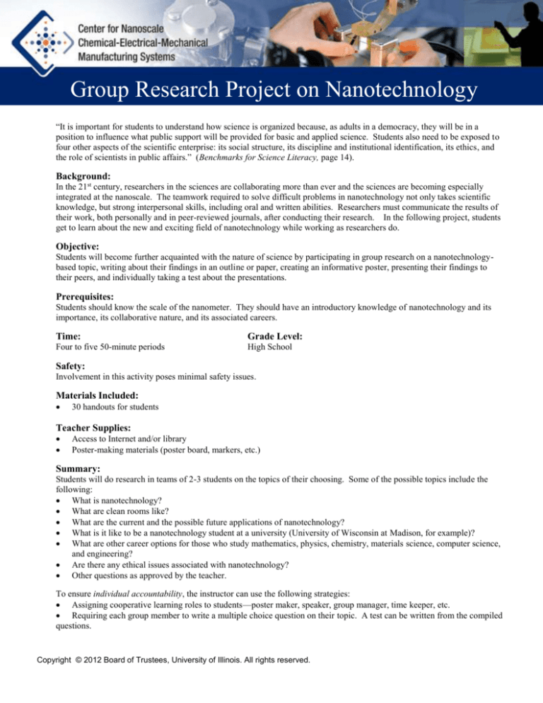 research projects on nanotechnology