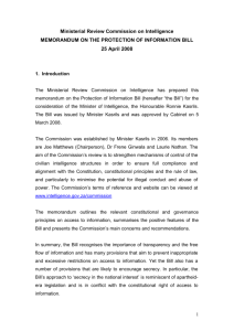 Ministerial Review Commission on Intelligence Memorandum of the