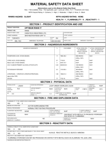 MATERIAL SAFETY DATA SHEET - Facilities Janitorial Supplies