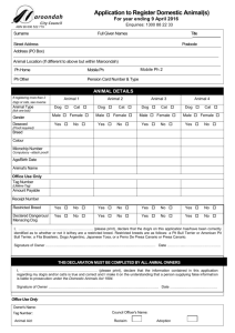 Animal Registration Application form