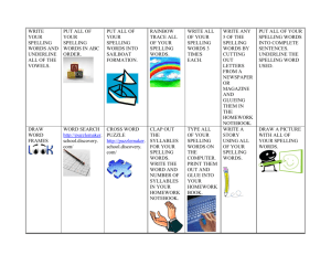 WRITE YOUR SPELLING WORDS AND UNDERLINE ALL OF THE